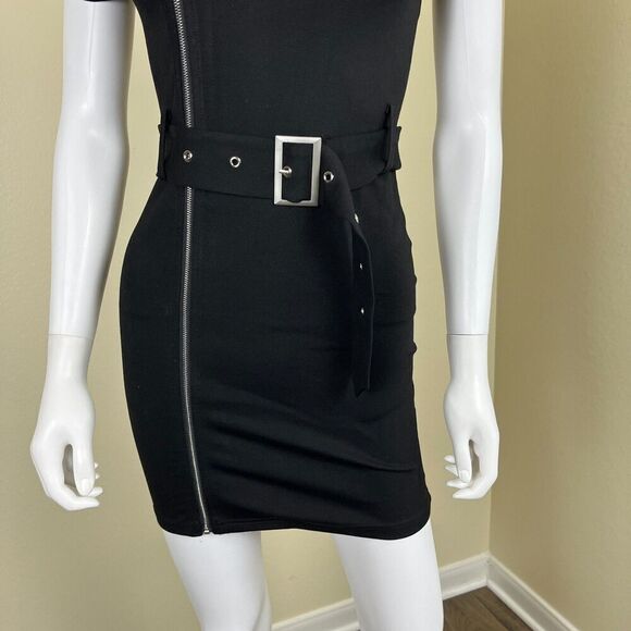 Revolve Superdown Women's Size XS Black Terri Moto Bodycon Mini Dress Rockabilly - Picture 6 of 17
